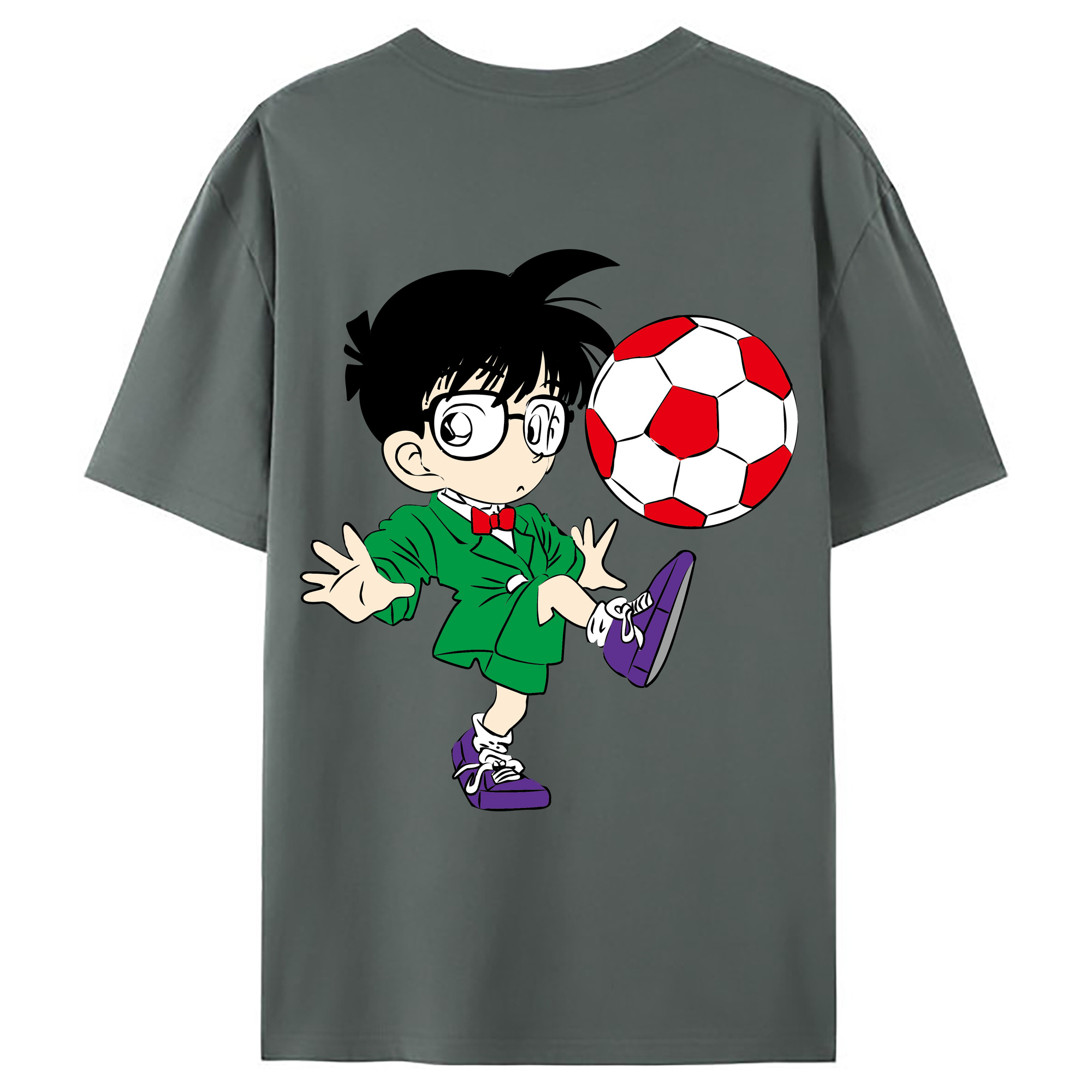 （画像用） 名探偵コナン 江戸川 コナン Detective Conan Conan Edogawa 綿100％ メンズ半袖Tシャツ（バックプリント） 通気性